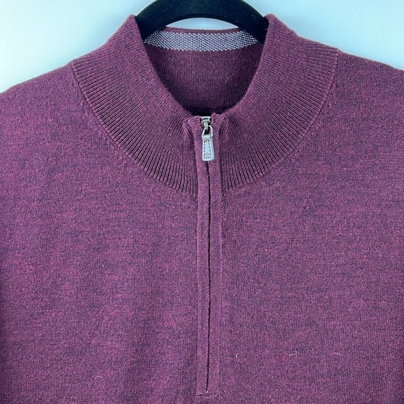 Joseph Abboud Men's Casual Burgundy ¼ Zip Mock Neck Sweater - Picture 2 of 9